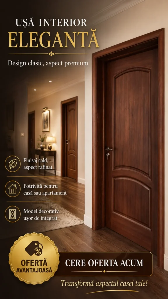 Ușă interior Rădăuți model maro clasic disponibilă în magazin Suceava